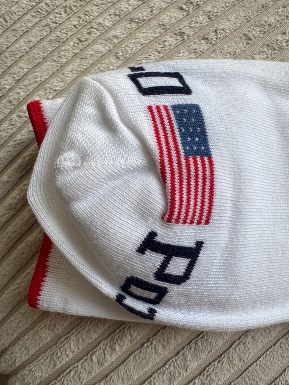 Polo by Ralph Lauren White Crew Socks with Bear Motif and Red Trim - Picture 4 of 4